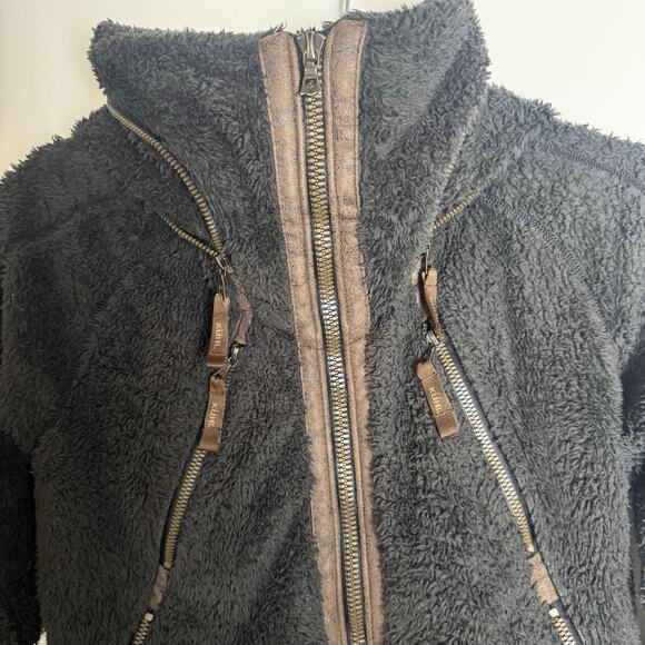 KUHL Flight Jacket Women’s Small Brown Sherpa Fleece Zip-Up Hooded Outdoor Coat - Picture 7 of 14